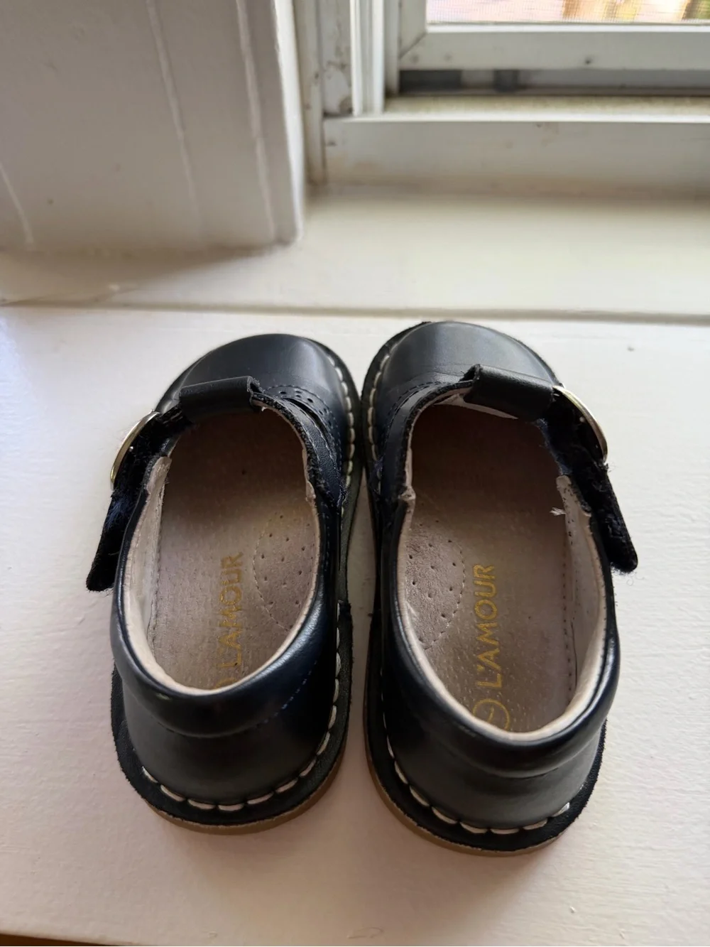 L'Amour Girls Navy Blue T-Strap Dress Shoes